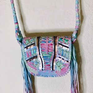 Free People Under the rainbow leather Crossbody